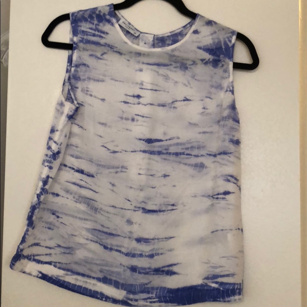 Blue and white tie dye equipment top